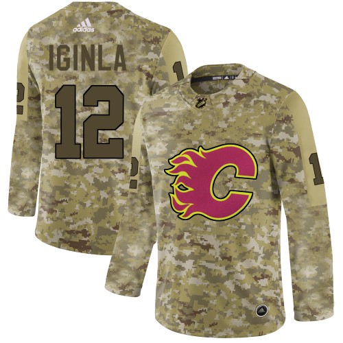 Adidas Calgary Flames #12 Jarome Iginla Camo Authentic Stitched Jersey Men's