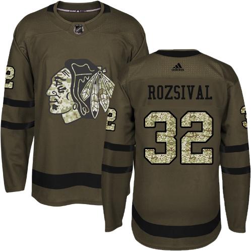 Adidas Chicago Blackhawks #32 Michal Rozsival Green Salute to Service Stitched Jersey Men's