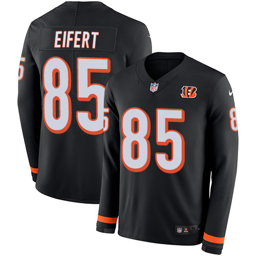Cincinnati Bengals #85 Tyler Eifert Black Team Color Men's Stitched Limited Therma Long Sleeve Jersey Men's
