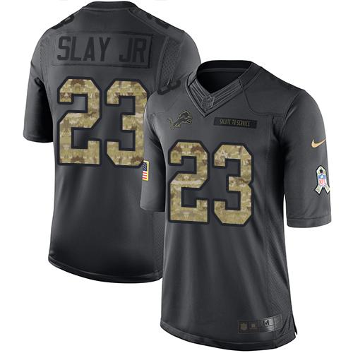 Detroit Lions #23 Darius Slay Jr Black Men's Stitched Limited 2016 Salute To Service Jersey Men's