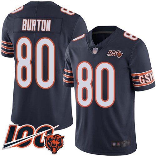 Chicago Bears #80 Trey Burton Navy Blue Team Color Men's Stitched 100th Season Vapor Limited Jersey Men's