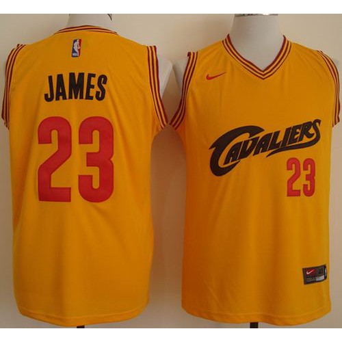 Cleveland Cavaliers #23 LeBron James Gold Throwback Stitched Jersey Mens