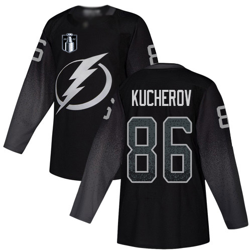 Adidas Tampa Bay Lightning #86 Nikita Kucherov Black 2022 Stanley Cup Final Patch Alternate Authentic Stitched Jersey Men's