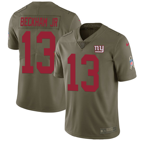 New York Giants #13 Odell Beckham Jr Olive Men's Stitched Limited 2017 Salute to Service Jersey Men's