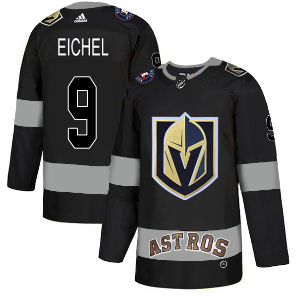 Adidas Golden Knights X Astros #9 Jack Eichel Black Authentic City Joint Name Stitched Jersey