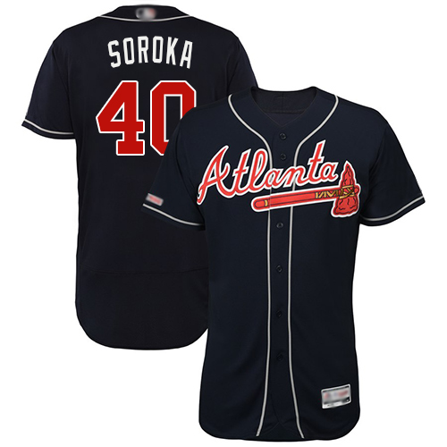 Atlanta Braves #40 Mike Soroka Navy Blue Flexbase Authentic Collection Stitched Jersey Men's