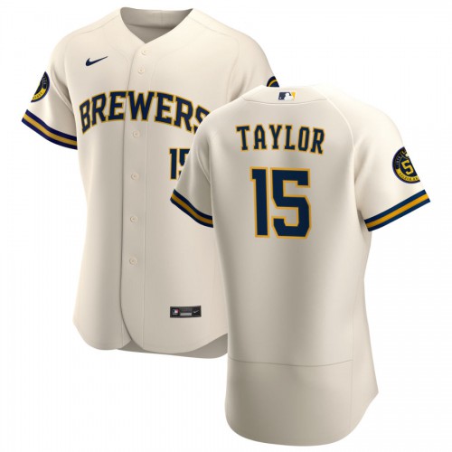 Milwaukee Milwaukee Brewers #15 Tyrone Taylor Men's Cream Home 2020 Authentic Player Jersey Men's