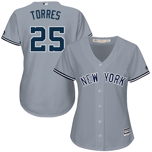 New York Yankees #25 Gleyber Torres Grey Road Women's Stitched Jersey Womens