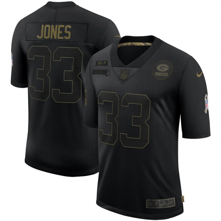 Green Bay Packers #33 Aaron Jones 2020 Salute To Service Limited Jersey Black