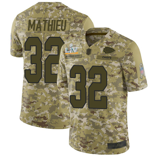 Kansas City Chiefs #32 Tyrann Mathieu Camo Men's Super Bowl LV Bound Stitched Limited 2018 Salute To Service Jersey Men's