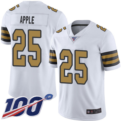 New Orleans Saints #25 Eli Apple White Men's Stitched Limited Rush 100th Season Jersey Men's