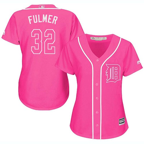 Detroit Tigers #32 Michael Fulmer Pink Fashion Women's Stitched Jersey Womens