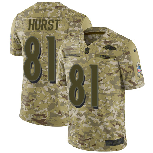 Baltimore Ravens #81 Hayden Hurst Camo Men's Stitched Limited 2018 Salute To Service Jersey Men's