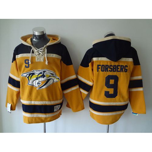 Nashville Predators #9 Filip Forsberg Yellow Sawyer Hooded Sweatshirt Stitched Jersey Men's