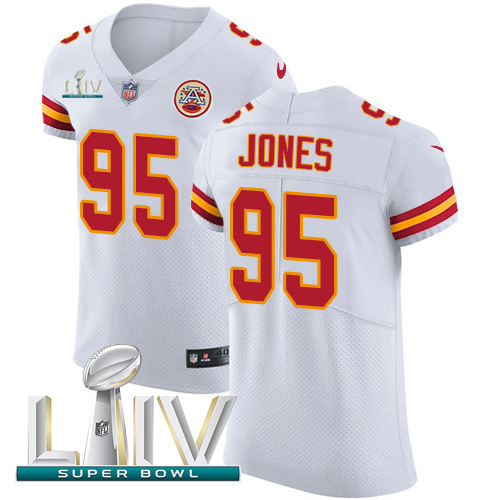Chiefs #95 Chris Jones White Super Bowl LIV 2020 Men's Stitched New Elite Jersey