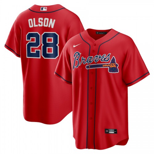 Atlanta Atlanta Braves #28 Matt Olson Men's Red Alternate Replica Player Jersey Men's