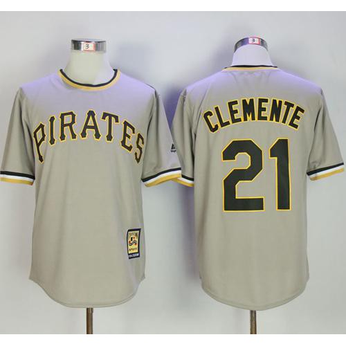 Mitchell And Ness Pittsburgh Pirates #21 Roberto Clemente Grey Throwback Stitched Jersey Men's