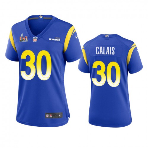 Los Angeles Los Angeles Rams #30 Raymond Calais Women's Super Bowl LVI Patch Game Jersey - Royal Womens