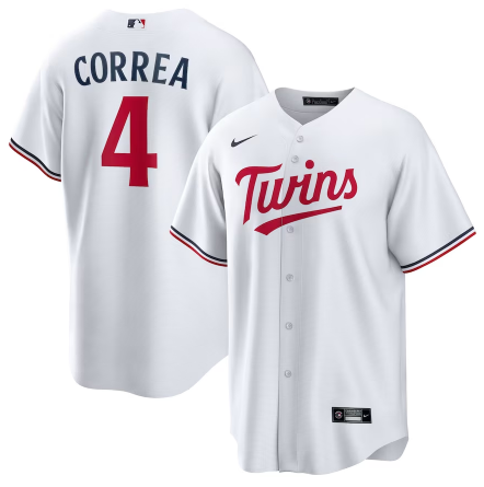 Men's Youth Women Minnesota Twins #4 Carlos Correa White Home Replica Player Jersey