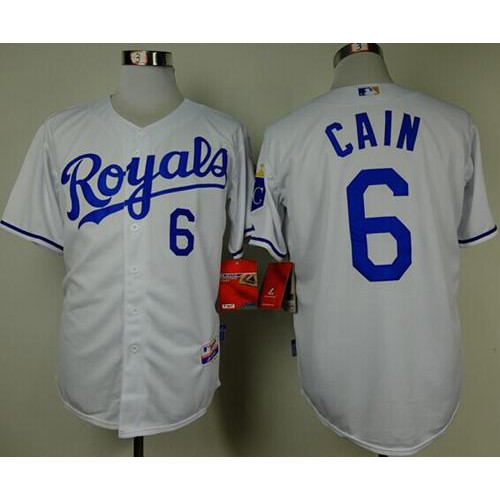 Kansas City Royals #6 Lorenzo Cain White Cool Base Stitched Jersey Men's