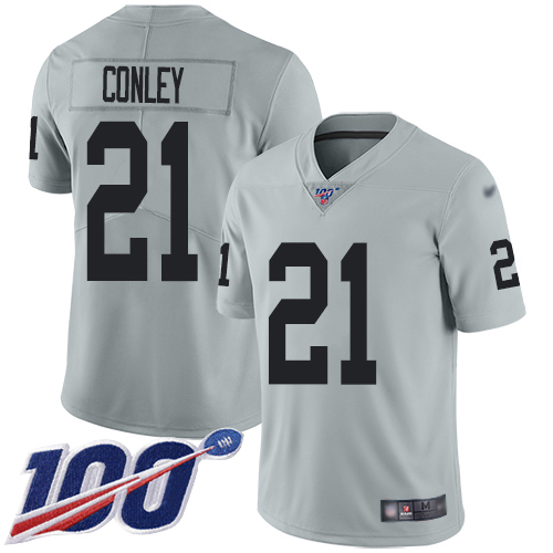 Las Vegas Raiders #21 Gareon Conley Silver Men's Stitched Limited Inverted Legend 100th Season Jersey Men's