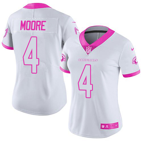 Cardinals #4 Rondale Moore White/Pink Women's Stitched Limited Rush Fashion Jersey