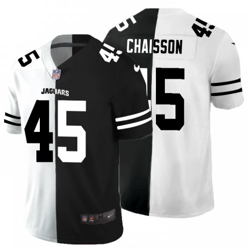 Jacksonville Jacksonville Jaguars #45 K'Lavon Chaisson Men's Black V White Peace Split Vapor Untouchable Limited Jersey Men's