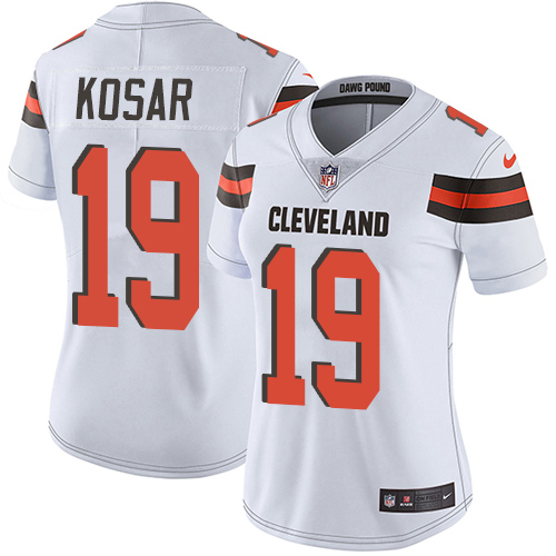 Browns #19 Bernie Kosar White Women's Stitched Vapor Untouchable Limited Jersey
