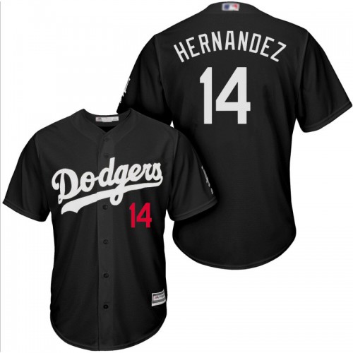 Los Angeles Dodgers #14 Enrique Hernandez Black Turn Back The Clock Stitched Jersey Men's