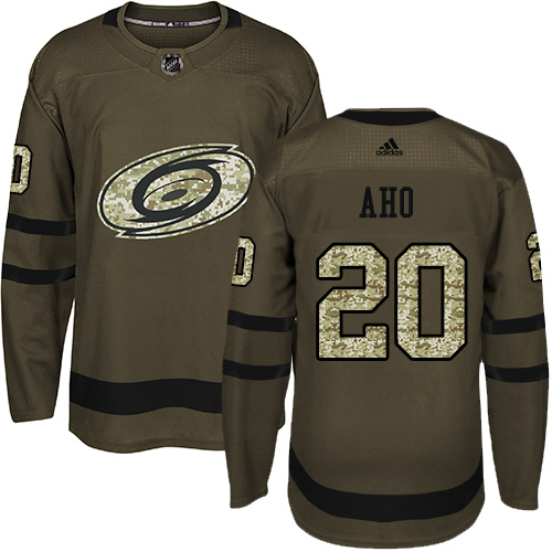 Adidas Carolina Hurricanes #20 Sebastian Aho Green Salute to Service Stitched Youth Jersey Youth