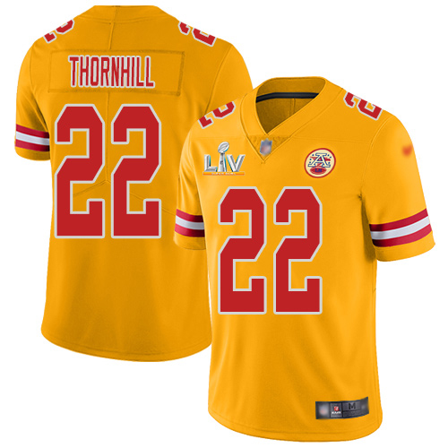 Kansas City Chiefs #22 Juan Thornhill Gold Youth Super Bowl LV Bound Stitched Limited Inverted Legend Jersey Youth