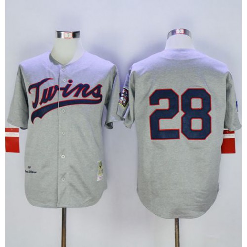 Mitchell And Ness 1969 Minnesota Twins #28 Bert Blyleven Grey Throwback Stitched Jersey Men's