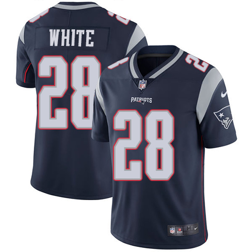 New England Patriots #28 James White Navy Blue Team Color Youth Stitched Vapor Untouchable Limited Jersey Youth