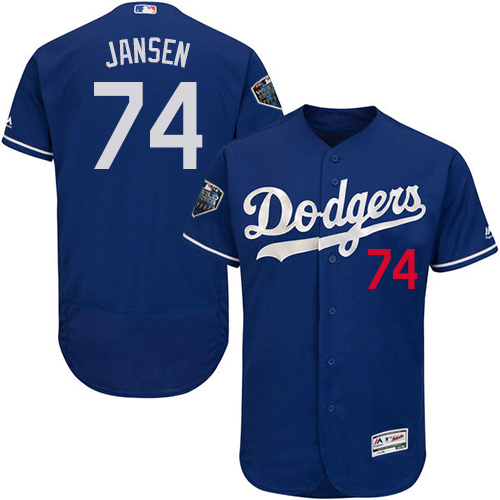 Los Angeles Dodgers #74 Kenley Jansen Blue Flexbase Authentic Collection 2018 World Series Stitched Jersey Men's