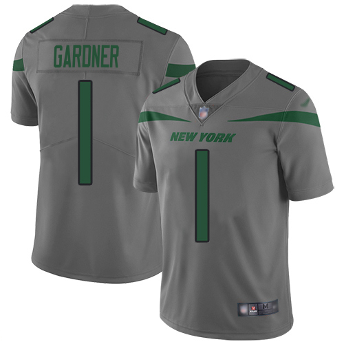 Jets #1 Ahmad Sauce Gardner Gray Men's Stitched Limited Inverted Legend Jersey