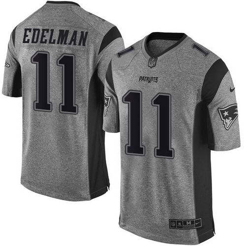 Patriots #11 Julian Edelman Gray Men's Stitched Limited Gridiron Gray Jersey