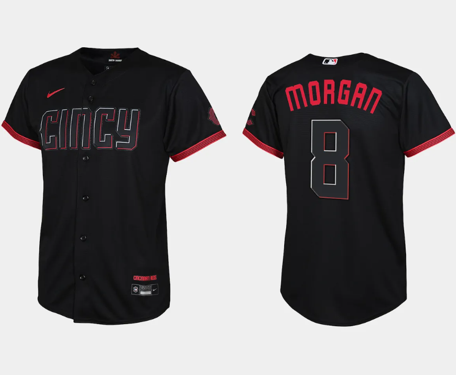 Youth Cincinnati Reds Joe Morgan Black 2023 City Connect Replica Jersey