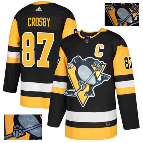 Adidas Pittsburgh Penguins #87 Sidney Crosby Black Home Authentic Fashion Gold Stitched Jersey Men's