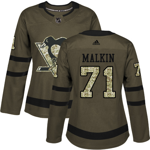 Adidas Pittsburgh Penguins #71 Evgeni Malkin Green Salute to Service Women's Stitched Jersey Womens