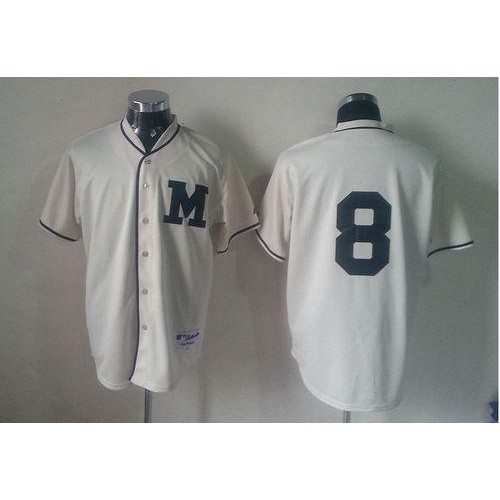 Milwaukee Brewers #8 Ryan Braun Cream 1913 Turn Back The Clock Stitched Jersey Men's