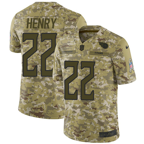 Titans #22 Derrick Henry Camo Youth Stitched Limited 2018 Salute To Service Jersey