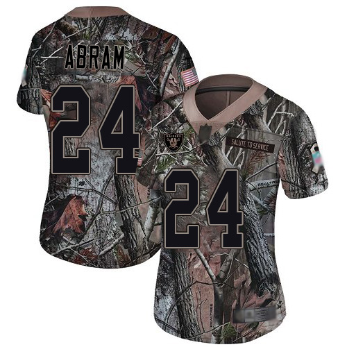 Raiders #24 Johnathan Abram Camo Women's Stitched Limited Rush Realtree Jersey