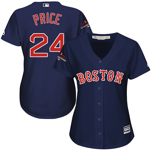 Boston Red Sox #24 David Price Navy Blue Alternate 2018 World Series Champions Women's Stitched Jersey Womens