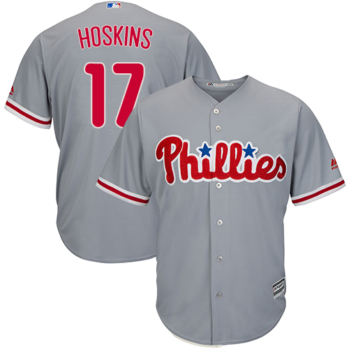 Philadelphia Phillies #17 Rhys Hoskins Grey New Cool Base Stitched Jersey Men's