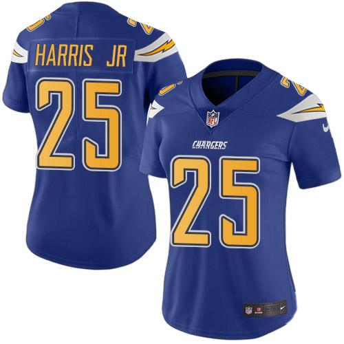 Los Angeles Chargers #25 Chris Harris Jr Electric Blue Women's Stitched Limited Rush Jersey Womens