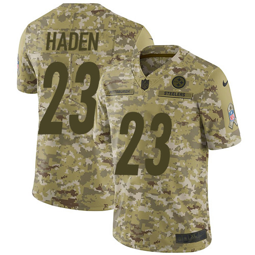 Pittsburgh Steelers #23 Joe Haden Camo Men's Stitched Limited 2018 Salute To Service Jersey Men's