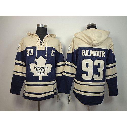 Maple Toronto Maple Leafs #93 Doug Gilmour Blue Sawyer Hooded Sweatshirt Stitched Jersey Men's