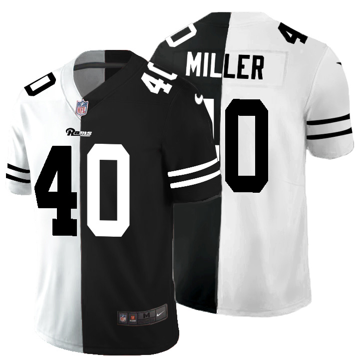Buffalo Bills #40 Von Miller Men's Black V White Peace Split Vapor Untouchable Limited Jersey
