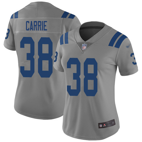 Indianapolis Colts #38 T.J. Carrie Gray Women's Stitched Limited Inverted Legend Jersey Womens