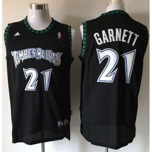 Minnesota Timberwolves #21 Retro Kevin Garnett Black Stitched Jersey Mens
